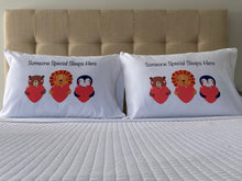 Load image into Gallery viewer, Valentine&#39;s Day pillowcases on bed
