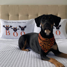 Load image into Gallery viewer, Halloween Bat Pillowcases with dog
