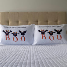 Load image into Gallery viewer, Halloween Bat Pillowcases on bed
