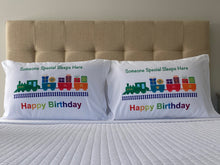 Load image into Gallery viewer, birthday pillowcase - train
