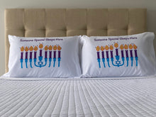 Load image into Gallery viewer, Hanukkah pillowcases on bed
